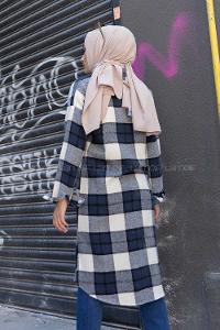 Modalamelif Çift Cepli Ekose Oduncu Uzun Gömlek Lacivert