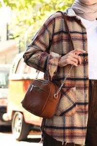 Lamelif Zincir Ve Deri Askılı Püskül Detaylı Çanta Rico  Taba