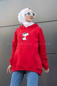 Modalamelif Feeling Cool Baskılı Sweatshirt Kırmızı