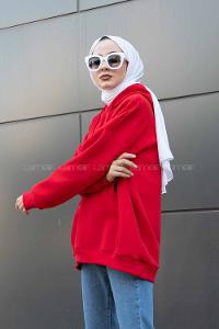 Modalamelif Feeling Cool Baskılı Sweatshirt Kırmızı