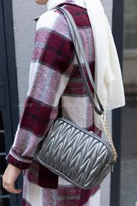 Modalamelif  Kapitone Baskı Çapraz Çanta Gümüş