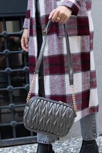 Modalamelif  Kapitone Baskı Çapraz Çanta Gümüş