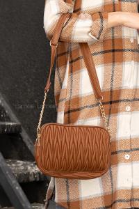 Modalamelif  Kapitone Baskı Çapraz Çanta Taba