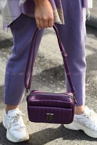 Modalamelif Kapak Kilitli Vintage Çapraz Çanta Mor