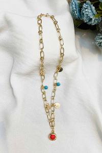 Modalamelif Kırmızı Taş Kolye