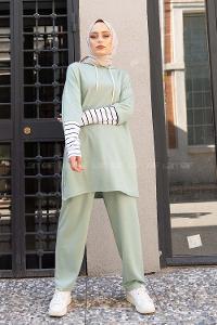 Modalamelif Kol Çizgili İkili Takım Çağla