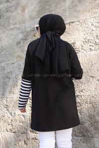 Modalamelif Kol Çizgili Sweatshirt Siyah