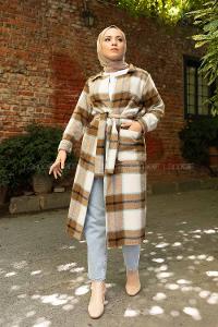 Modalamelif Körük Cepli Ekose Trenç Hardal