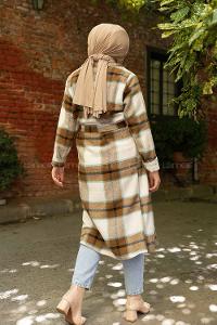 Modalamelif Körük Cepli Ekose Trenç Hardal