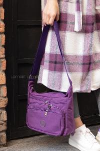 Modalamelif  Krinkıl Kumaş Çapraz Çanta Koyu Mor