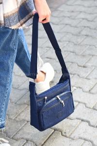 Modalamelif  Krinkıl Kumaş Çapraz Çanta Lacivert