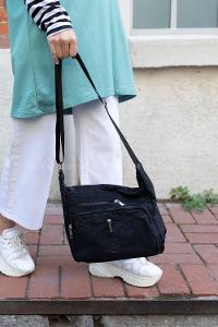 Modalamelif  Krinkıl Kumaş Çapraz Çanta Siyah