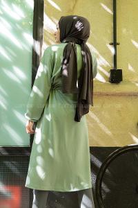 Modalamelif Yan Belden Bağlamalı Trenç Çağla Yeşili