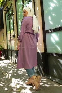 Modalamelif Yan Belden Bağlamalı Trenç Lila