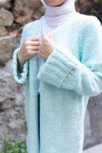 Modalamelif Duble Kollu Triko Hırka Mint