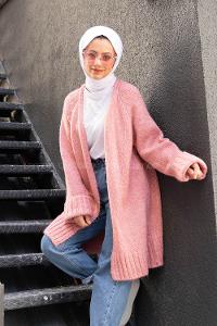 Modalamelif Duble Kollu Triko Hırka Pudra