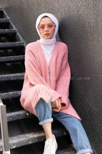 Modalamelif Duble Kollu Triko Hırka Pudra