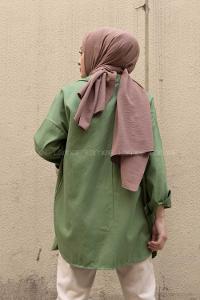 Modalamelif Kapak Cepli Oversize Gömlek Çağla