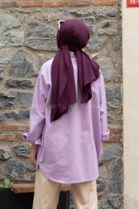 Modalamelif Kapak Cepli Oversize Gömlek Lila