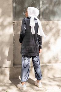 Modalamelif Kapşonlu Kadife İkili Takım Gri