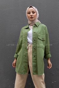 Modalamelif Tek Cep Metal Düğmeli Ceket Haki