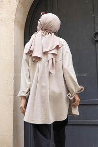 Modalamelif Tek Cep Metal Düğmeli Ceket Taş