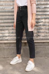 Modalamelif Bel Lastikli Mom Jean Siyah