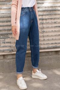 Modalamelif Beli  Lastikli Jean Koyu Mavi