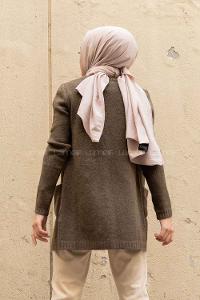 Modalamelif Çift Cepli Ara Boy Triko Hırka Haki