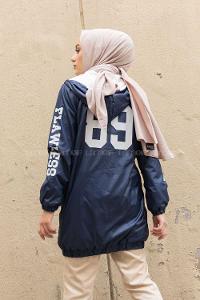 Modalamelif İçi Kürklü Kapşonlu Mont Lacivert