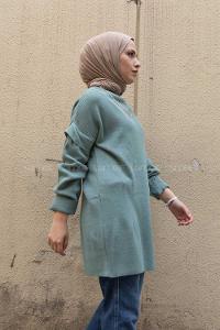 Modalamelif Kolu Volanlı Triko Tunik Çağla Yeşili