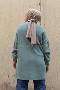 Modalamelif Kolu Volanlı Triko Tunik Çağla Yeşili