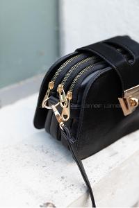 Modalamelif Şahvez Deri Eva Model Çapraz Çanta Siyah