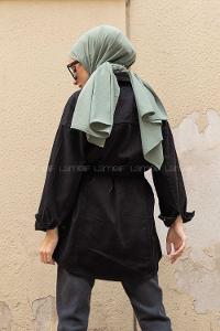 Modalamelif Yan Cep Kuşaklı Kot Ceket Siyah