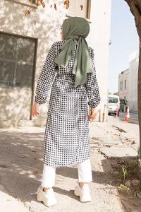 Modalamelif Yandan Bağlamalı Kazayağı Trenç Siyah