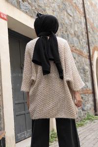 Modalamelif Yarasa Kol Triko Hırka Taş