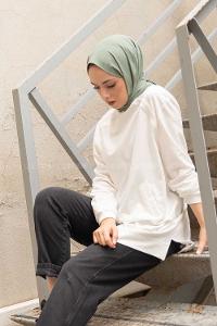 Modalamelif Önü Kaşkorse Detaylı Sweatshirt Beyaz