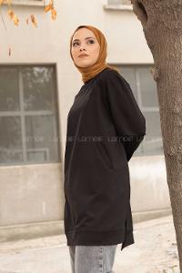 Modalamelif Önü Kaşkorse Detaylı Sweatshirt Siyah