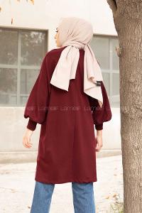 Modalamelif Balon Kol Love Tunik Acı  Bordo