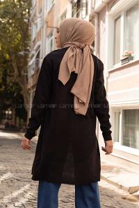 Modalamelif İnce Fitilli Uzun Hırka Siyah