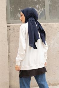 Modalamelif Bisiklet Yaka Can I Have Baskılı Sweatshirt Beyaz