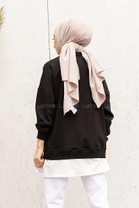 Modalamelif Bisiklet Yaka Can I Have Baskılı Sweatshirt Siyah