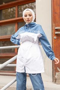 Modalamelif Fermuarlı I Choose Baskılı Kap İndigo