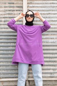 Modalamelif Önü Kaşkorse Detaylı Sweatshirt Mor