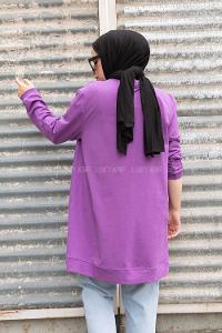 Modalamelif Önü Kaşkorse Detaylı Sweatshirt Mor