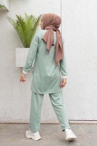 Modalamelif Etek Garnili İkili Takım Çağla Yeşili