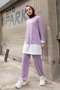 Modalamelif Etek Garnili İkili Takım Lila