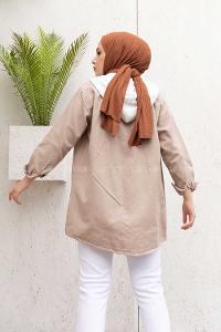 Modalamelif Kapşon Garnili Ceket Taş