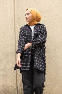 Modalamelif Tek Cepli Oduncu Gömlek Siyah Ekru