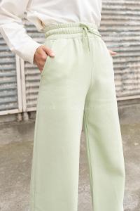 Modalamelif Bel Lastikli Bol Paça Eşofman Çağla